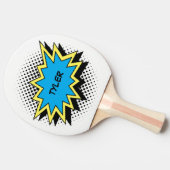 Comic-Buch-Art-buntes Namensweiß Tischtennis Schläger (Seitenansicht)