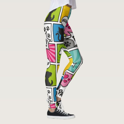 Comic-Buch-Art-Haustier-Muster Leggings (Rechts)