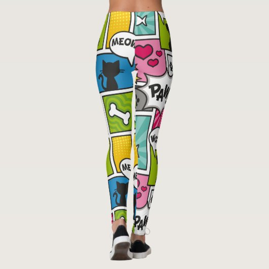 Comic-Buch-Art-Haustier-Muster Leggings (Rückseite)