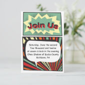 COMIC-BUCH Bar Mitzvah Empfangs-Party-Karte Einladung (Stehend Vorderseite)