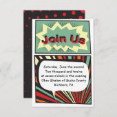 COMIC-BUCH Bar Mitzvah Empfangs-Party-Karte Einladung (Vorne/Hinten)