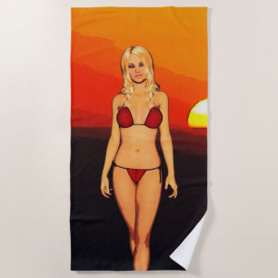 Comic-Buch-Bikini-Baby Strandtuch