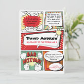 COMIC-BUCH-FANTASIE Bar Mitzvah Einladung (Stehend Vorderseite)