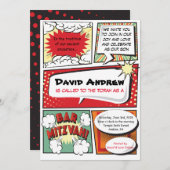 COMIC-BUCH-FANTASIE Bar Mitzvah Einladung (Vorne/Hinten)