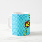 Comic-Buch gegen Hintergrund, klassische Pop-Kunst Kaffeetasse (Vorderseite Links)