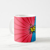 Comic-Buch gegen Hintergrund, klassische Pop-Kunst Kaffeetasse (Vorderseite Links)