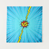 Comic-Buch gegen Hintergrund, klassische Pop-Kunst Wandteppich (Vorderseite)