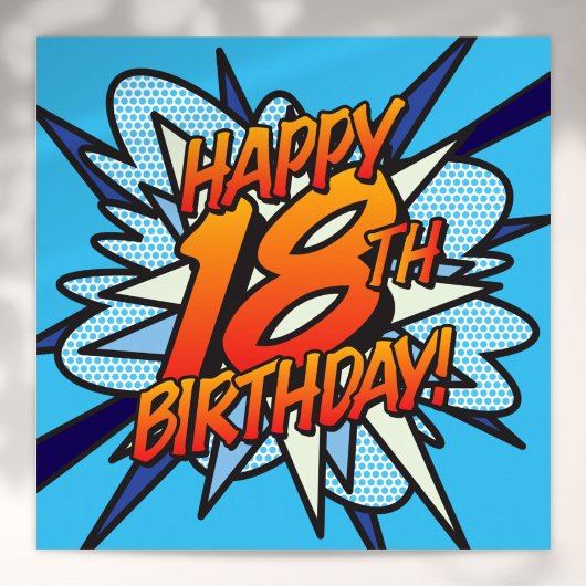 Comic Buch GLÜCKLICH 18. GEBURTSTAG! Blau Poster