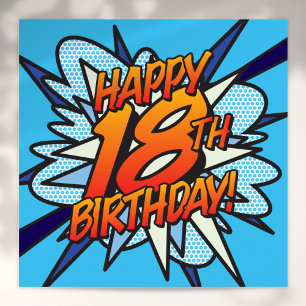 Comic Buch HAPPY 18. GEBURTSTAG! blau Poster