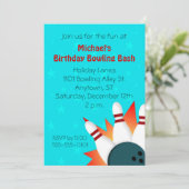 Comic-Buch-Illustrations-Bowlings-Party Einladung (Stehend Vorderseite)