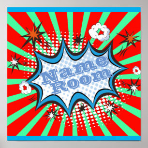 Comic Buch Personalisierter Name Zimmer Unterschri Poster