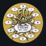 Comic Buch Pop Art 50. Goldenes Jubiläum Große Wanduhr<br><div class="desc">Personalisieren Sie Ihre Namen und Details zum 50. Geburtstag. Ein cooles,  trendiges und unterhaltsames Design,  das sogar noch mehr Wummis,  Zap,  Pow zu einem besonderen Goldenen Jubiläumsfest macht.</div>