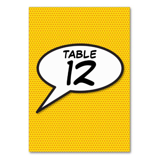 Comic Buch Pop Art Orange Tischnummer (Rückseite)