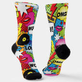 Comic Buch Pop Art Retro Sprechblasen Gemustert Socken (Gewinkelt)