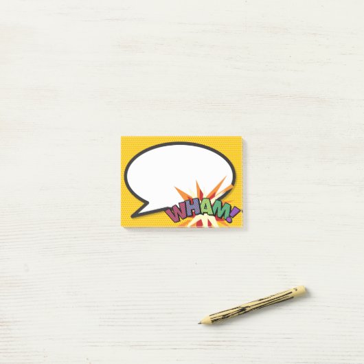 Comic Buch Pop Art Speech Bubble WHAM Post-it Klebezettel (Auf Schreibtisch)