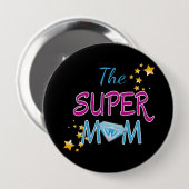 Comic Buch Pop Art Superhero Mama Muttertag Button (Vorne & Hinten)