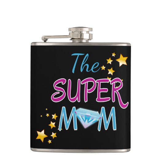Comic Buch Pop Art Superhero Mama Muttertag Flachmann (Vorderseite)