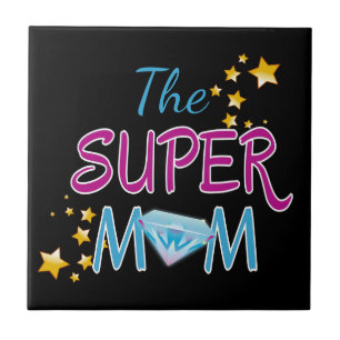 Comic Buch Pop Art Superhero Mama Muttertag Fliese