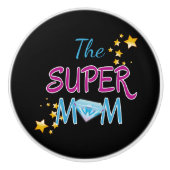 Comic Buch Pop Art Superhero Mama Muttertag Keramikknauf (Vorderseite)