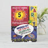 Comic Buch Pop Kunst Geburtstagsparty Einladung (Stehend Vorderseite)