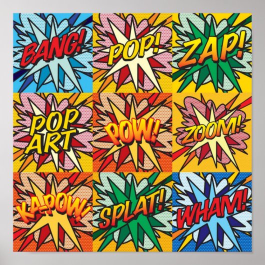 Comic Buch Pop Kunst Moderne Kunst Typografie Gra Poster (Vorne)