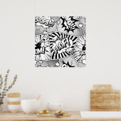 Comic Buch Pop Kunst, Weiß und Schwarz Poster (Küche)