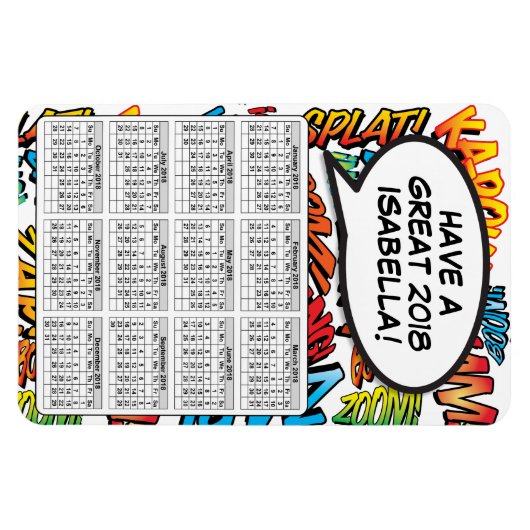 Comic Buch Pop Kunstsprache Blase 2018 Kalender Magnet (Horizontal)