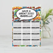 Comic Buch Pop Kunstsprache Blase 2020 Kalender Einladung (Stehend Vorderseite)