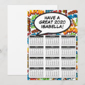 Comic Buch Pop Kunstsprache Blase 2020 Kalender Einladung (Vorne/Hinten)