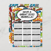 Comic Buch Pop Kunstsprache Blase 2020 Kalender Postkarte (Vorne/Hinten)