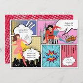 Comic Buch Superheldin Geburtstag Einladung (Vorne/Hinten)