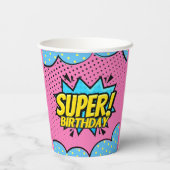 Comic Buch Superheldin Geburtstag Pappbecher (Rückseite)