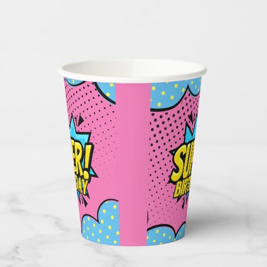 Comic Buch Superheldin Geburtstag Pappbecher (Links)