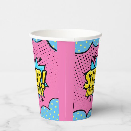 Comic Buch Superheldin Geburtstag Pappbecher (Rechts)