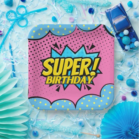 Comic Buch Superheldin Geburtstag Pappteller (Party)