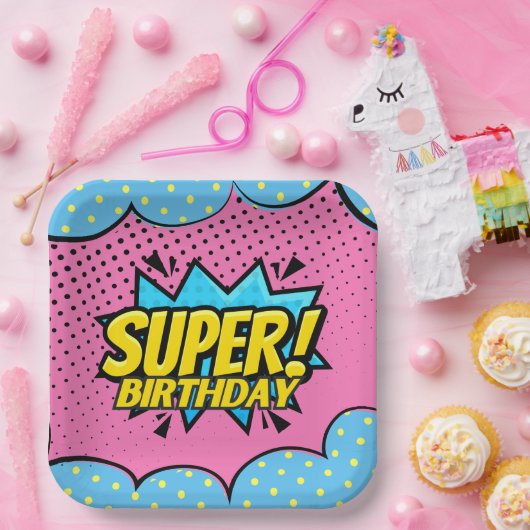 Comic Buch Superheldin Geburtstag Pappteller (Party)