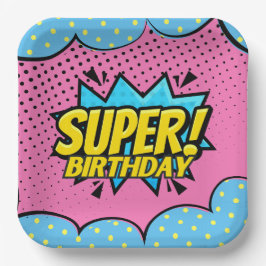 Comic Buch Superheldin Geburtstag Pappteller