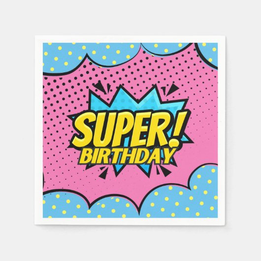 Comic Buch Superheldin Geburtstag Serviette (Vorderseite)