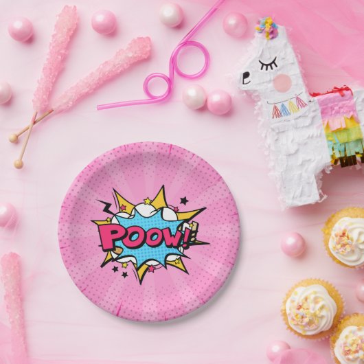 Comic-Buch Superhero Girl's Birthday Pappteller (Party)