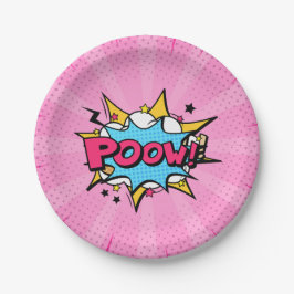 Comic-Buch Superhero Girl's Birthday Pappteller