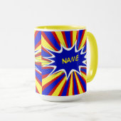 Comic Buch Superhero Personalisiert Name Kaffeemas Tasse (VorderseiteRechts)