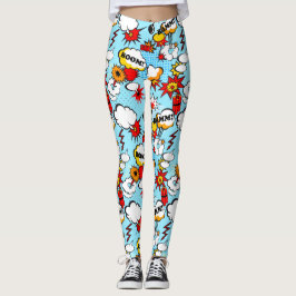 Comic Buchauszüge, Feuerklammern, Stöcke Leggings