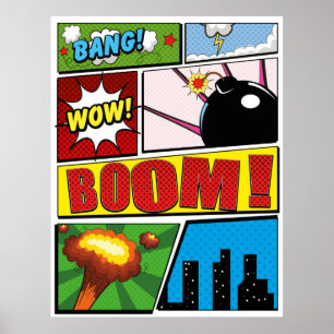 Comic Buchen Sie Cartoon Schriftart! Poster
