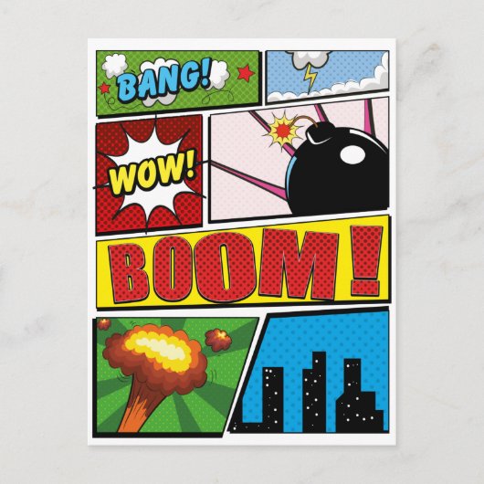 Comic Buchen Sie Cartoon Schriftart! Postkarte (Vorderseite)