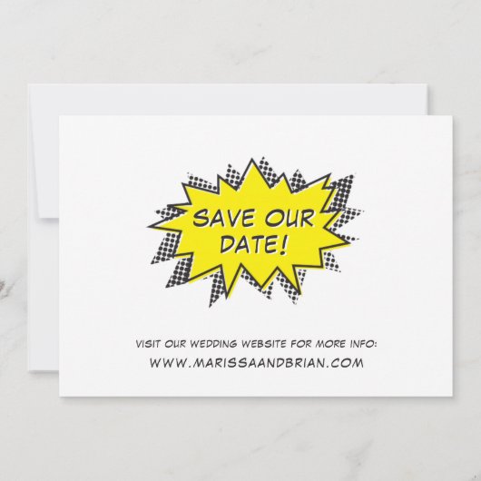 Comic Buchstil Save the Date (Rückseite)