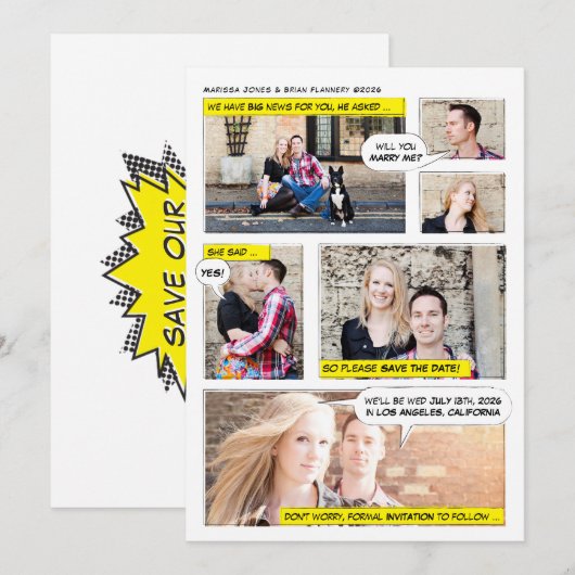 Comic Buchstil Save the Date (Vorne/Hinten)