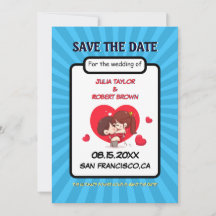 Comic-Buchstil Save the Date personalisiert