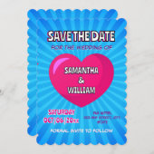 Comic-Buchstil Save the Date personalisiert Einladung (Vorne/Hinten)