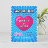 Comic-Buchstil Save the Date personalisiert Einladung (Stehend Vorderseite)