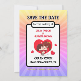 Comic-Buchstil Save the Date personalisiert Einladung